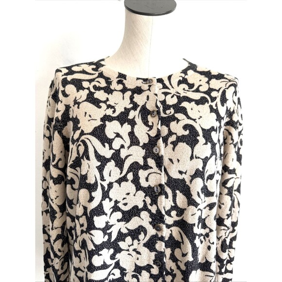 Charter Club Cardigan Sweater Black & Tan Floral Metallic Woman 2X - Picture 11 of 13